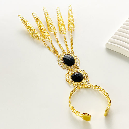 Ethnic Indian Belly Dance Nail Accessories Golden Performance Props For Women