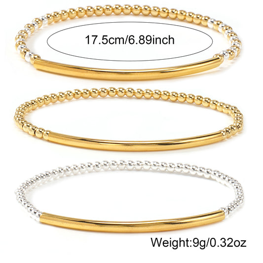 Metal Bead Bracelet With Contrasting Color Patchwork
