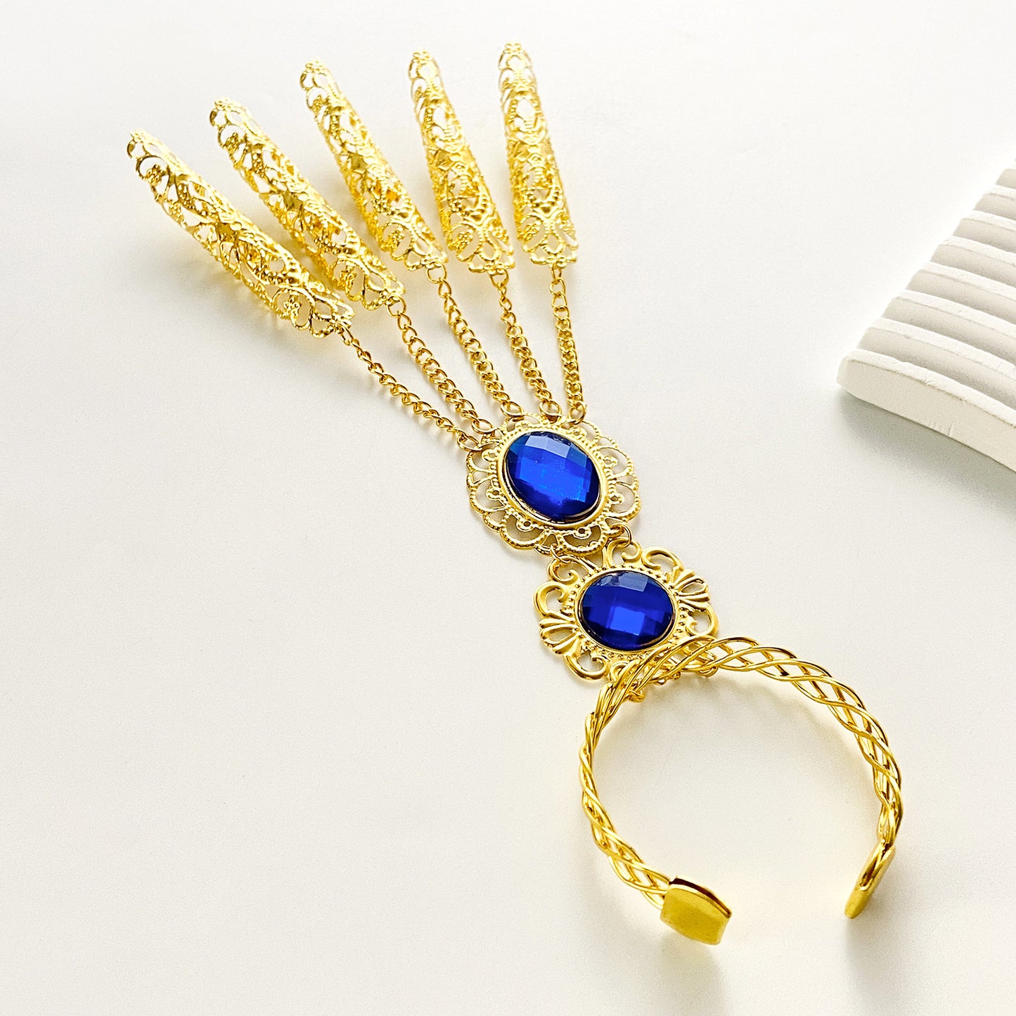Ethnic Indian Belly Dance Nail Accessories Golden Performance Props For Women