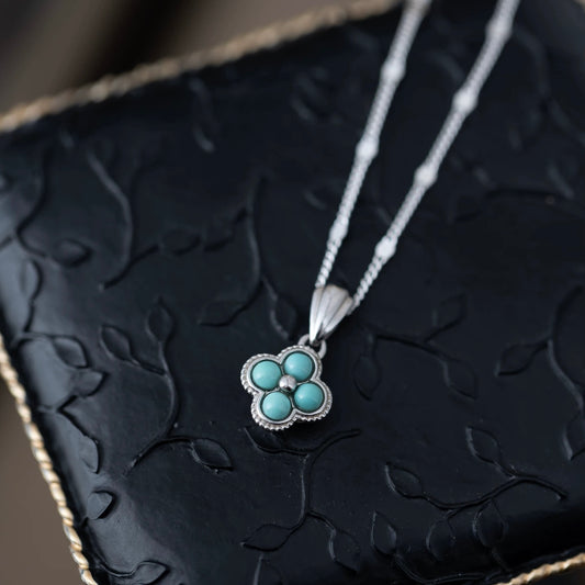 1 Piece 999 Sterling Silver Turquoise Clover Necklace, Fresh & Elegant, Perfect For Daily, Dating & Gifting, Ideal Valentine's Gift