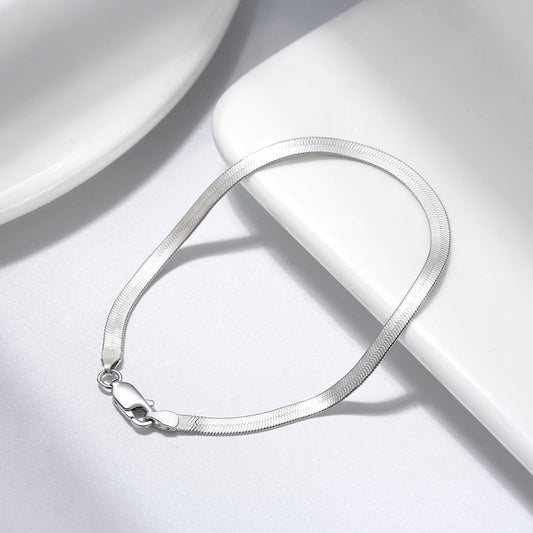 Sterling Silver Blade Flat Snake Bone Bracelet