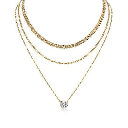 925 Silver European And American Twin Clavicle Chain Necklace