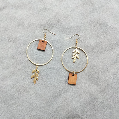 Leaves Wood Earing