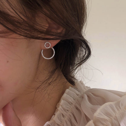 Micro Pave Zircon Front And Back Circle Stud Earrings For Women New Jewelry Delicate Earings Wholesale