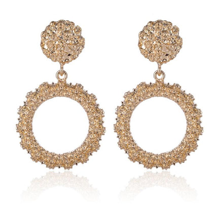 Big Vintage Earrings for Women Gold Silver Black Geometric Statement Earring Metal Earing Hanging Fashion Jewelry