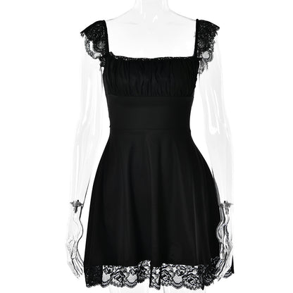 Autumn Fashion Lace-up Backless Frilly Skirt