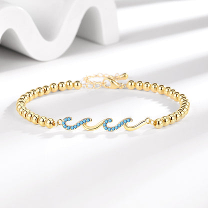 Diamond-studded Wave Bracelet For Women