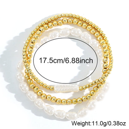 Niche Designer-style Pearl And Gold-bead Bracelet