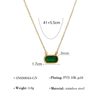 Oval Versatile Necklace For Women Square Pendant With Inlay