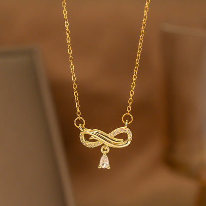 Fashionable Minimalist Internet-celebrity-style Versatile Single-diamond Pendant Necklace