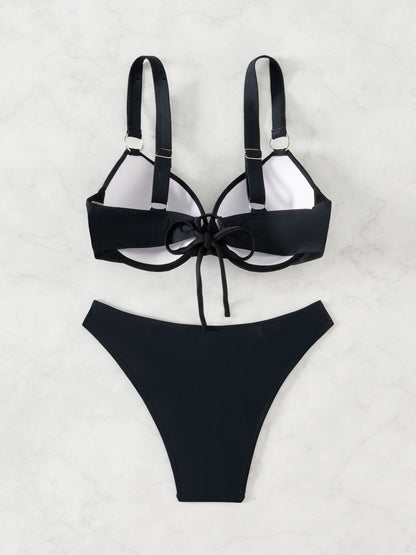 Women's Fashion Pure Color Bikini Split Swimsuit