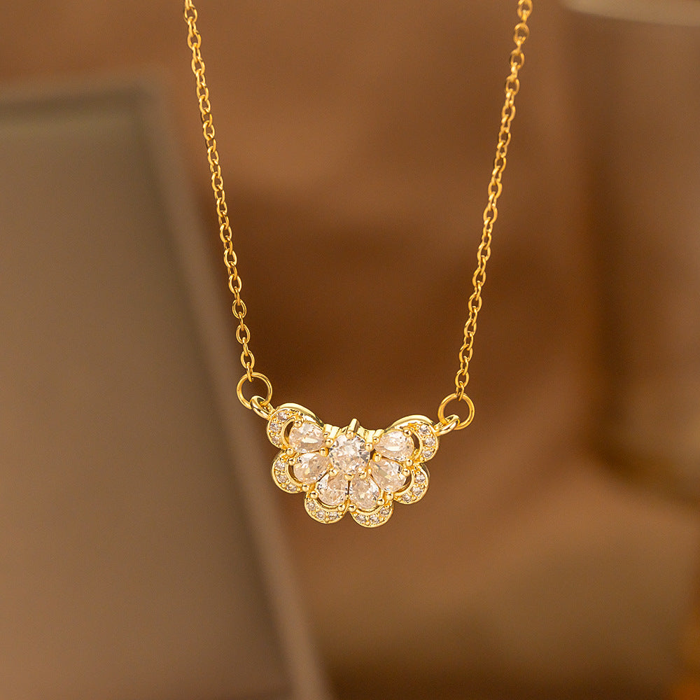 Fashionable Minimalist Internet-celebrity-style Versatile Single-diamond Pendant Necklace