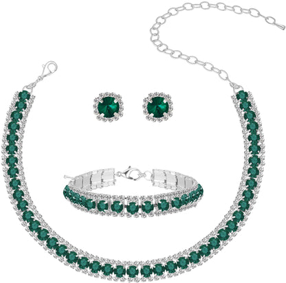 Diamond-Encrusted Sparkling Fashionable Office Lady Full-Covered Diamond Light-Luxury Necklace Set