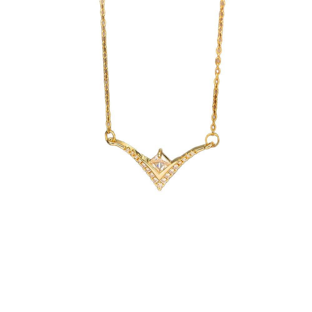 Fashionable Minimalist Internet-celebrity-style Versatile Single-diamond Pendant Necklace