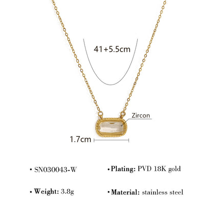 Oval Versatile Necklace For Women Square Pendant With Inlay