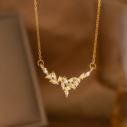 Fashionable Minimalist Internet-celebrity-style Versatile Single-diamond Pendant Necklace