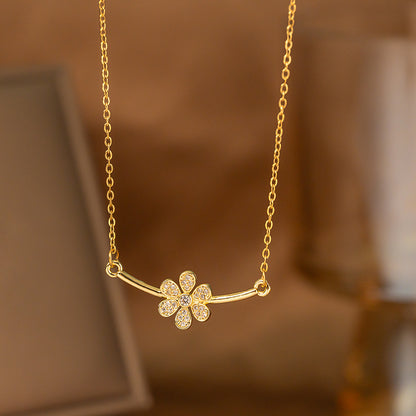 Fashionable Minimalist Internet-celebrity-style Versatile Single-diamond Pendant Necklace