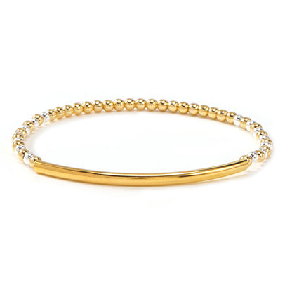 Metal Bead Bracelet With Contrasting Color Patchwork