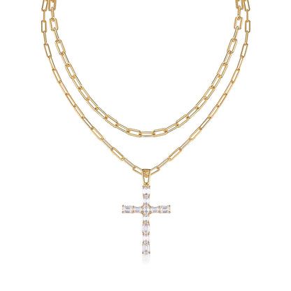 S925 Silver Moissanite Twin Light Luxury Minority Necklace Accessories For Women