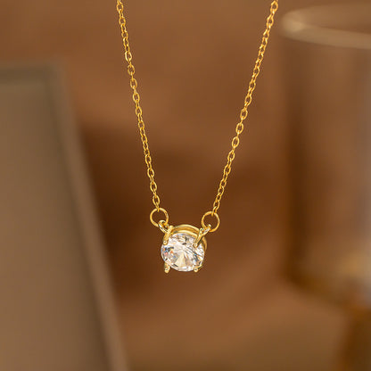 Fashionable Minimalist Internet-celebrity-style Versatile Single-diamond Pendant Necklace