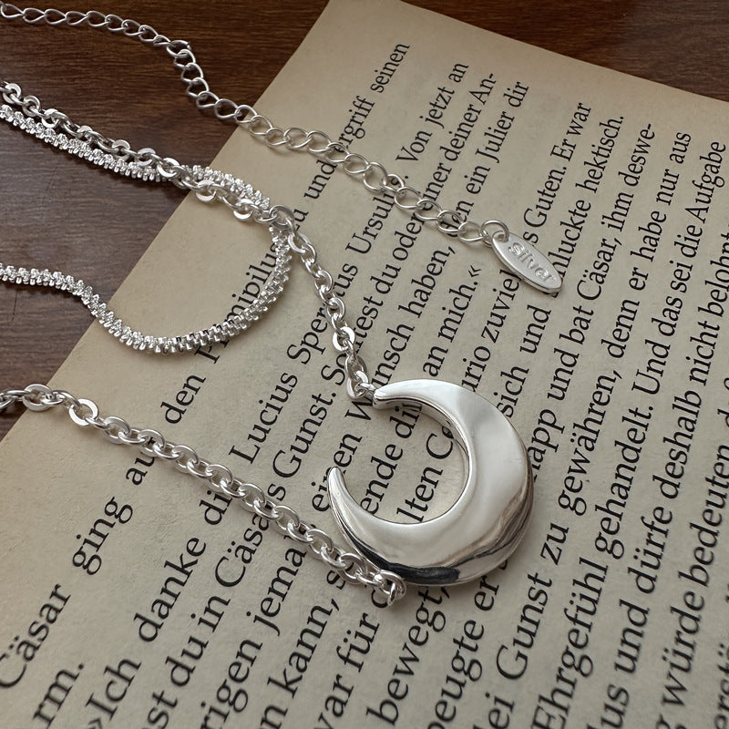 S925 Sterling Silver Moon Necklace With A Niche, Designer-Look Design