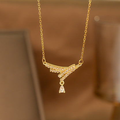 Fashionable Minimalist Internet-celebrity-style Versatile Single-diamond Pendant Necklace