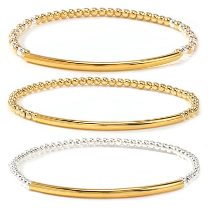 Metal Bead Bracelet With Contrasting Color Patchwork