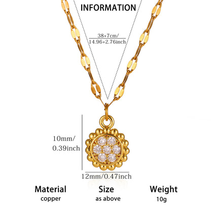 New Copper Zircon Gold-Plated Pendant Necklace