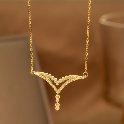 Fashionable Minimalist Internet-celebrity-style Versatile Single-diamond Pendant Necklace