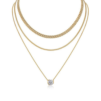 925 Silver European And American Twin Clavicle Chain Necklace