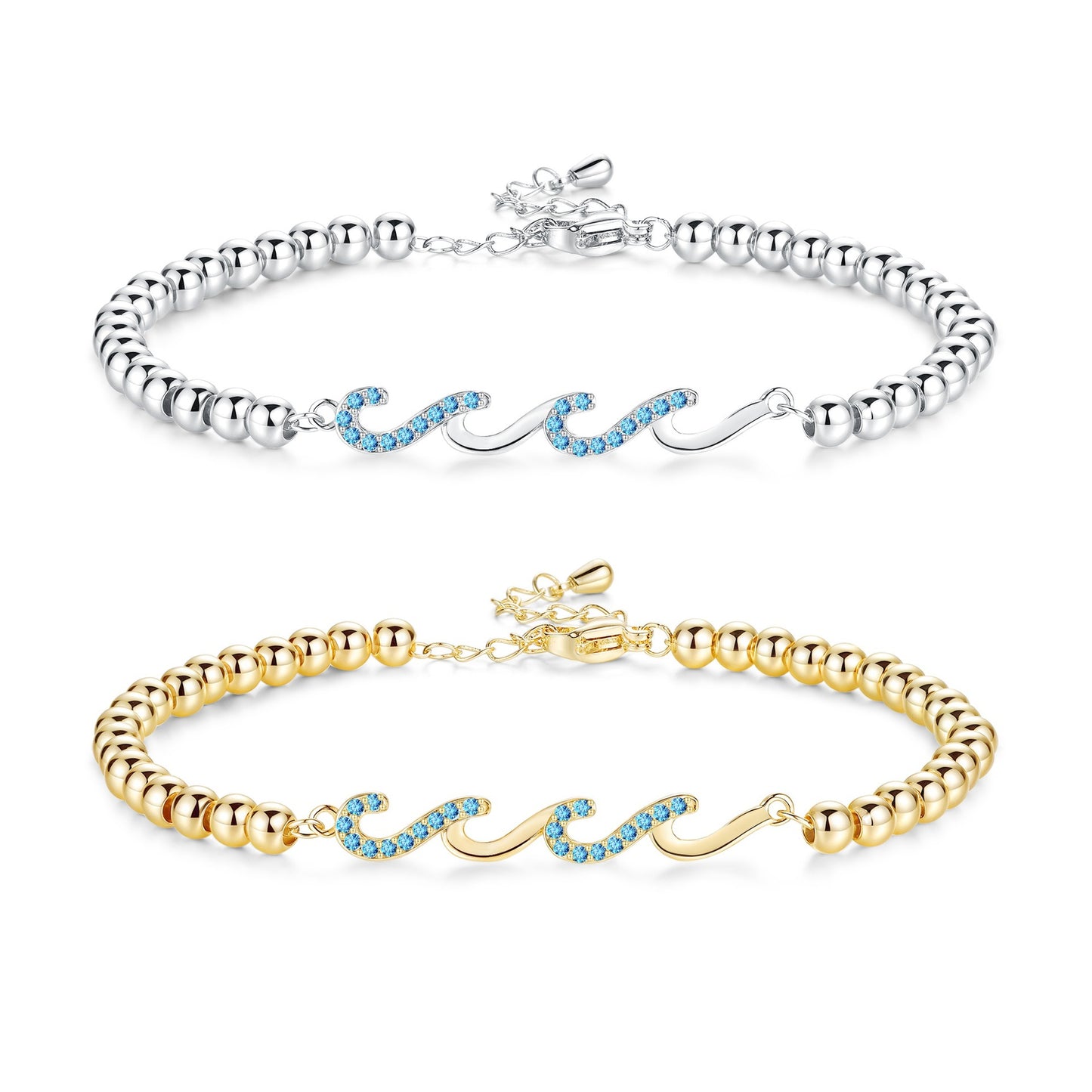 Diamond-studded Wave Bracelet For Women