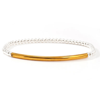 Metal Bead Bracelet With Contrasting Color Patchwork