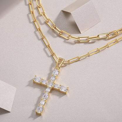 S925 Silver Moissanite Twin Light Luxury Minority Necklace Accessories For Women