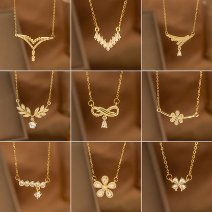Fashionable Minimalist Internet-celebrity-style Versatile Single-diamond Pendant Necklace